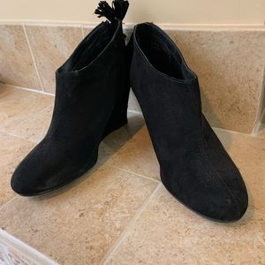 Cute black wedge booties